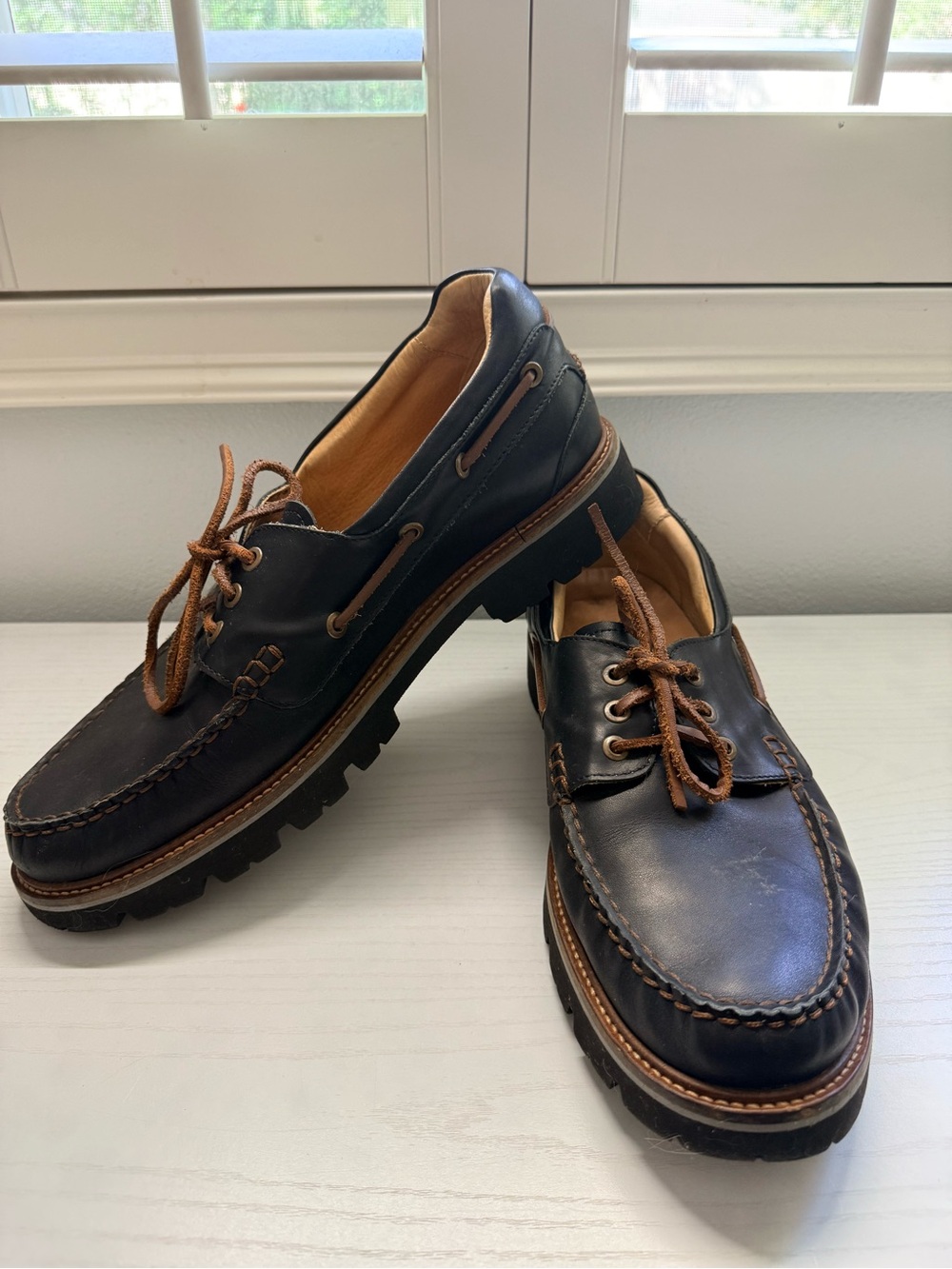 Samuel Hubbard Camplight Moccasins Saddlebag Black Boat Hiking Shoe M 11.5